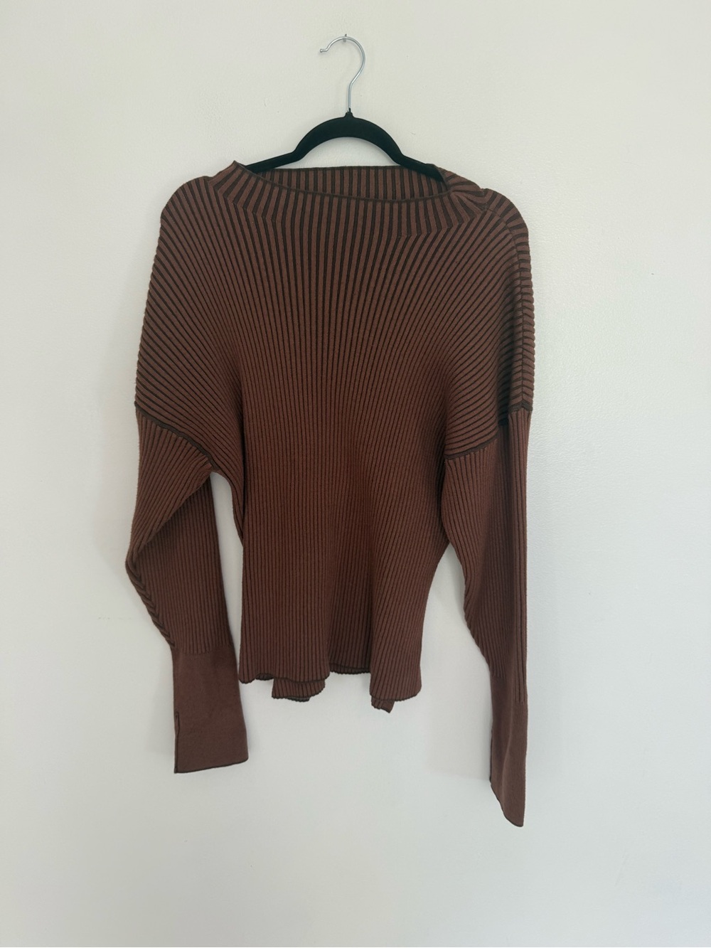 Varley Sweater Emile Ribbed Mock in Shiitake Brown - Picture 3 of 6